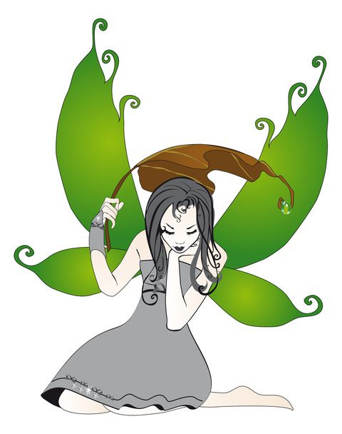 Fairy in the rain isolated - Vector, Image