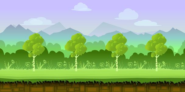 game background 2d  application. Vector design. Tileable horizontally. Size 1024x512. Ready for parallax effect - Vector, Image