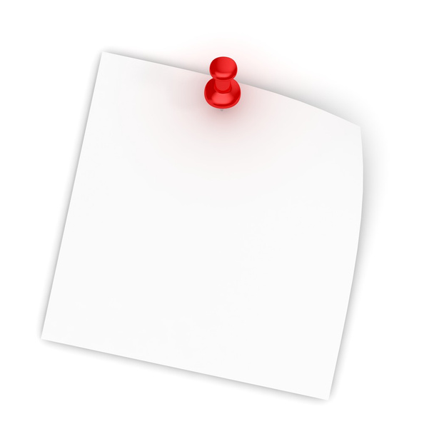 Σημείωση λευκό χαρτί με καρφίτσα σημειώματος κόκκινο - Φωτογραφία, εικόνα