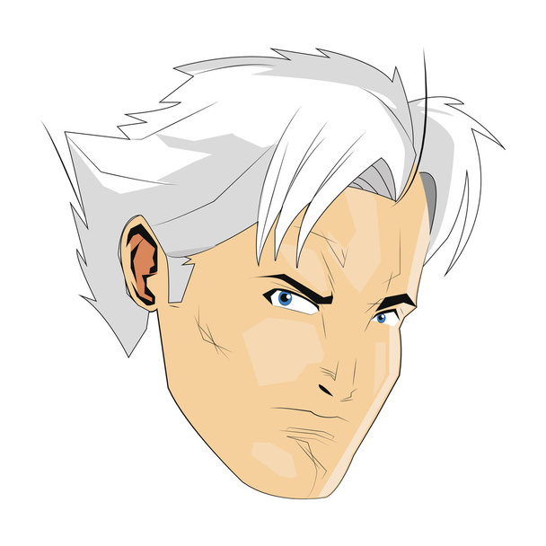 comic style face of man with white hair icon - Vektör, Görsel