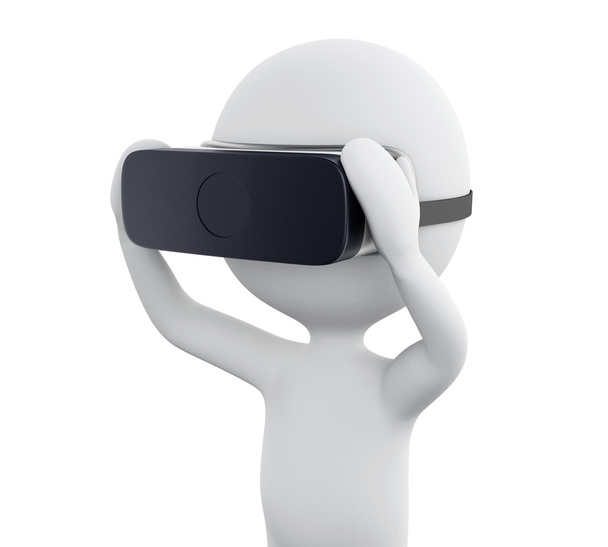 3D-weiße Menschen spielen mit Virtual-Reality-Brillen. - Foto, Bild