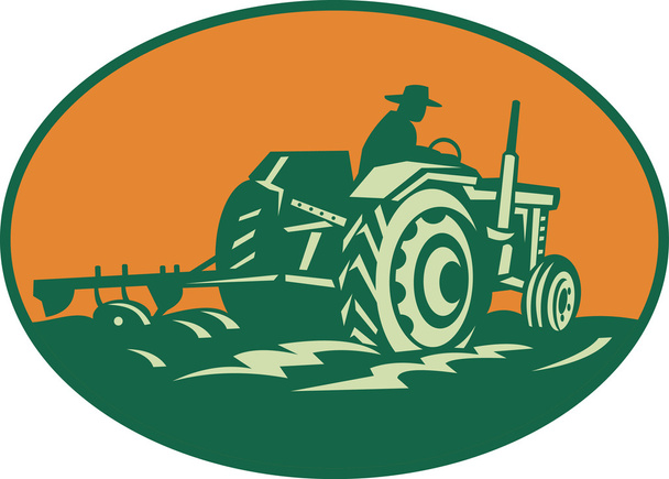 robotnik rolnik jazdy ciągnika rolniczego - Wektor, obraz