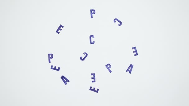 Símbolo de paz hecho de letras
  - Metraje, vídeo