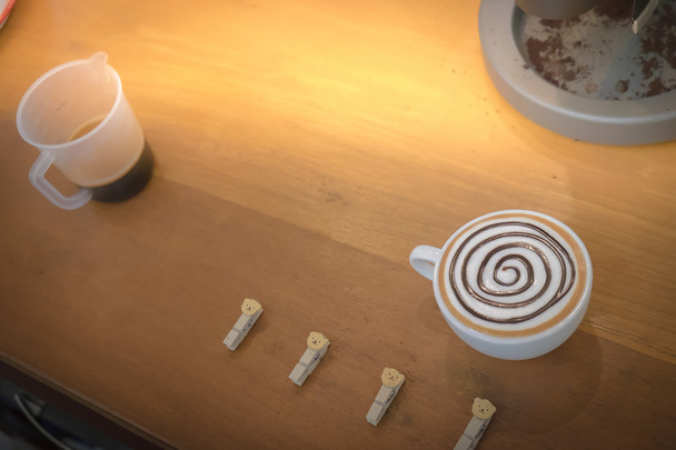 Barista making coffee with latte art - Photo, Image