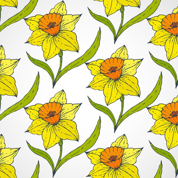 daffodil Vector seamless patterns - Vektör, Görsel