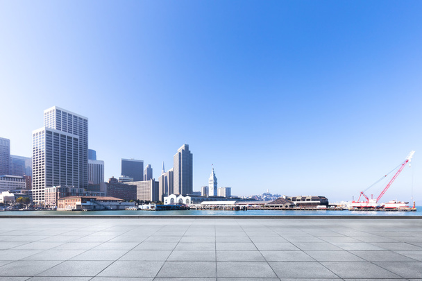 empty floor with cityscape and skyline of San Francisco - Photo, Image