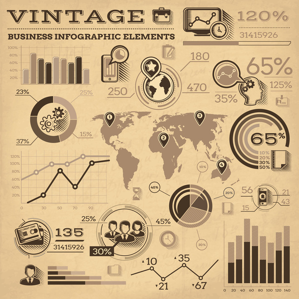 Vintage Business Infographic elementen - Vector, afbeelding