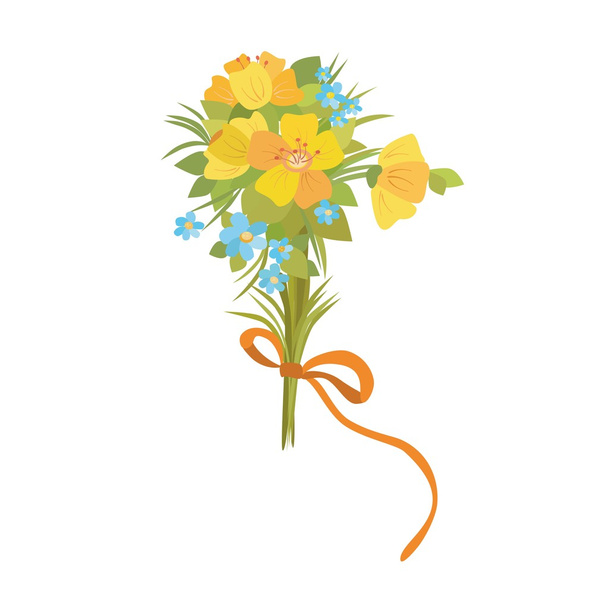 Daffodil yellow bouquet. - Διάνυσμα, εικόνα