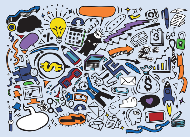 Business Idea doodles icons set. Vector illustration. - Vector, Image