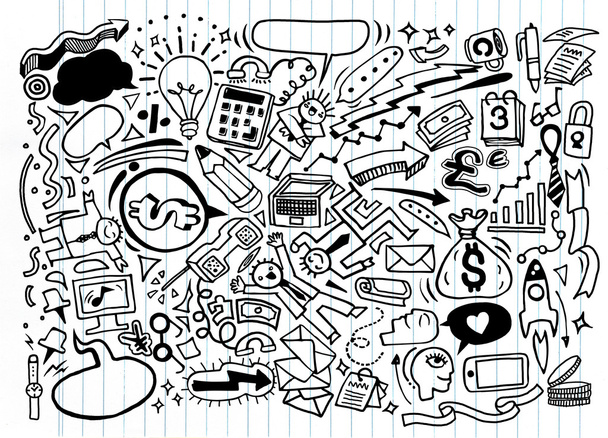 Ideia de negócio conjunto de ícones doodles. Ilustração vetorial
. - Vetor, Imagem