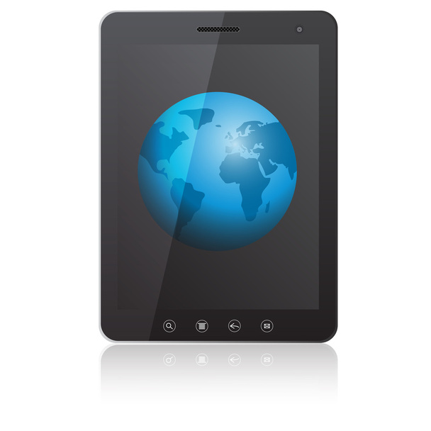 Tablet PC computer with globe screen - Foto, Imagen