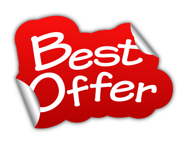 best offer, sticker best offer, red sticker best offer, red vect - Wektor, obraz