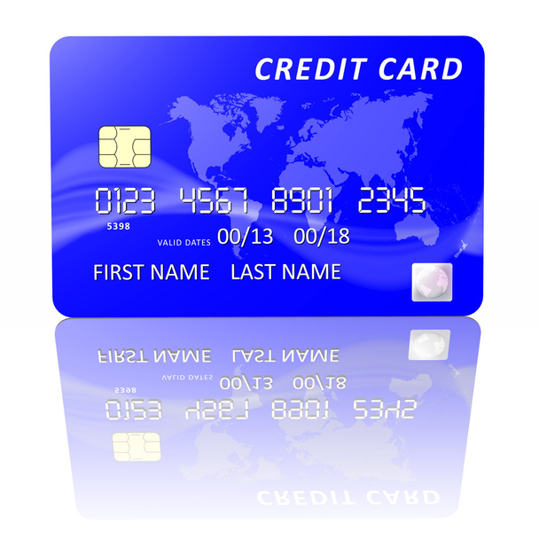 青いクレジット カード 001 - 写真・画像