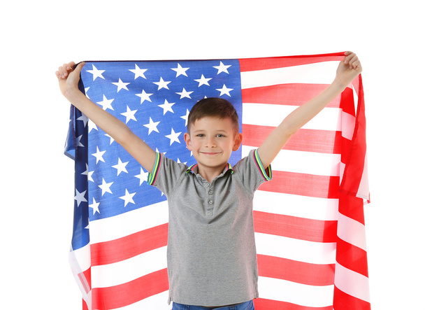 Boy and big American flag  - Foto, Imagem