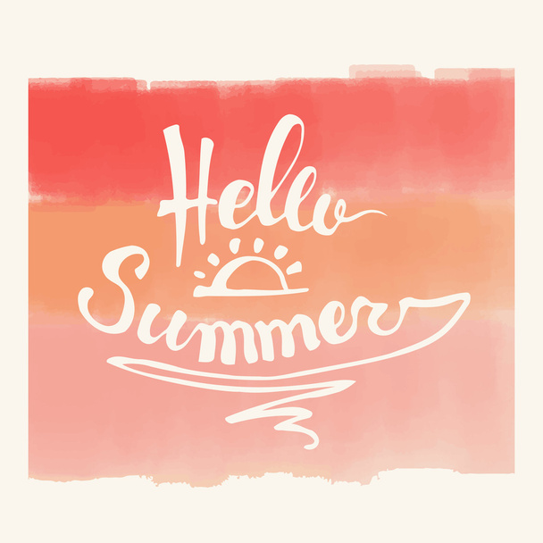 Watercolor  watermelons and lettering hello summer - Vector, Image