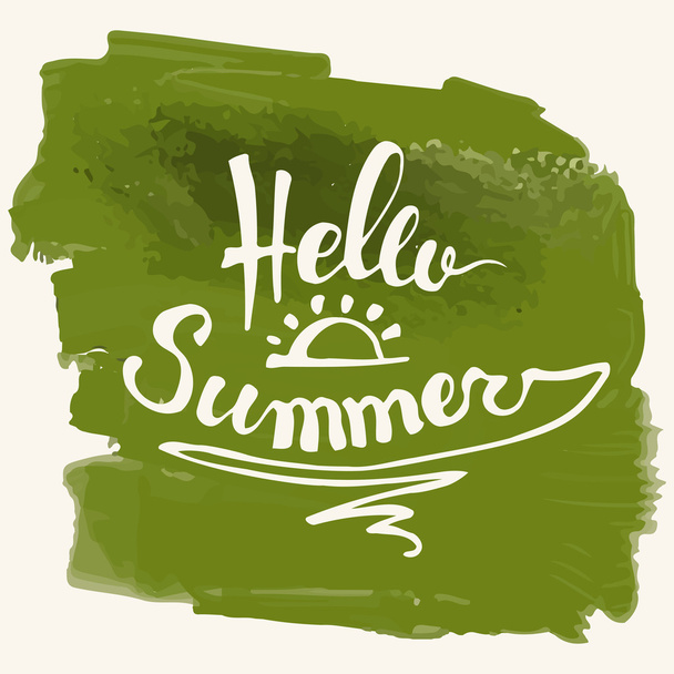 Watercolor  watermelons and lettering hello summer - Vektor, kép