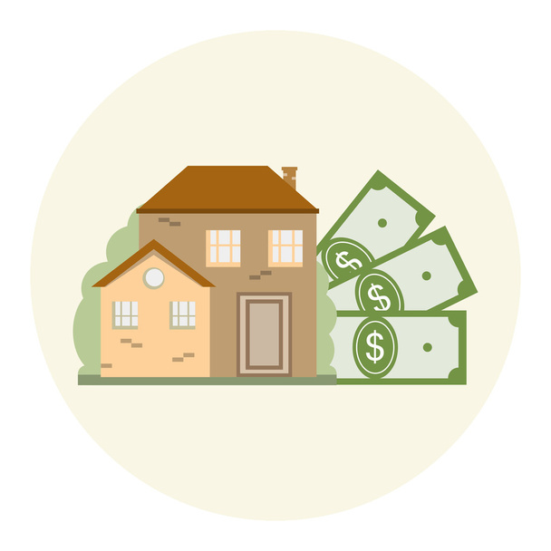 Концепция дома и денег
 - Вектор,изображение