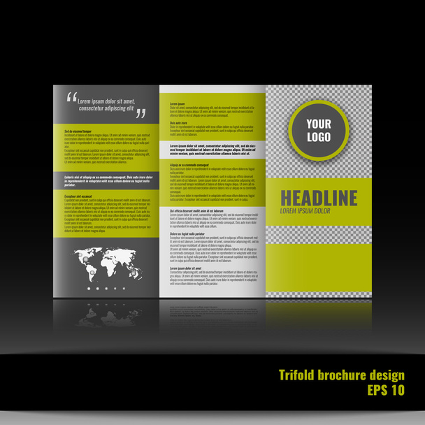 Corporate trifold brochure template design. With world map infographic element.  - Vector, Image