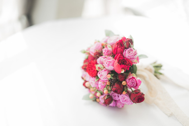 Wedding perfect bridal bouquet of different flowers - Фото, изображение