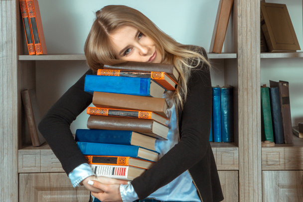 beautiful student with books - Zdjęcie, obraz