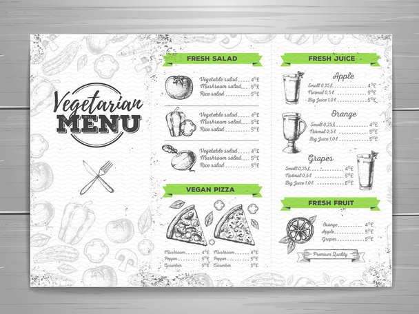 Vintage vegetarian menu design. Document template - Vecteur, image