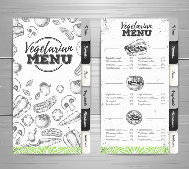 Design de menu végétarien vintage. Modèle de document
 - Vecteur, image