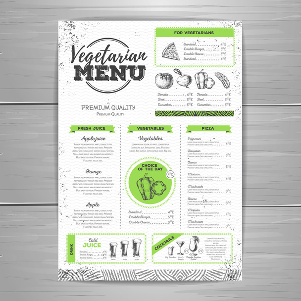 Vintage vegetarian menu design. Document template - Vector, Image