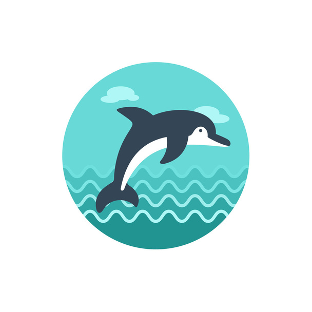 Икона дельфина. Саммер. Отпуск
 - Вектор,изображение