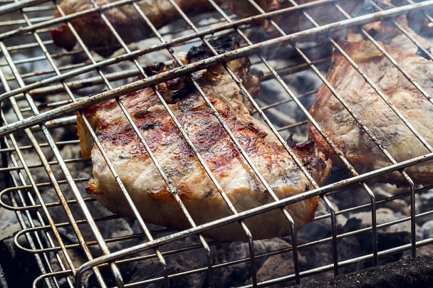 Grilled meat skewers, barbecue. - Фото, зображення