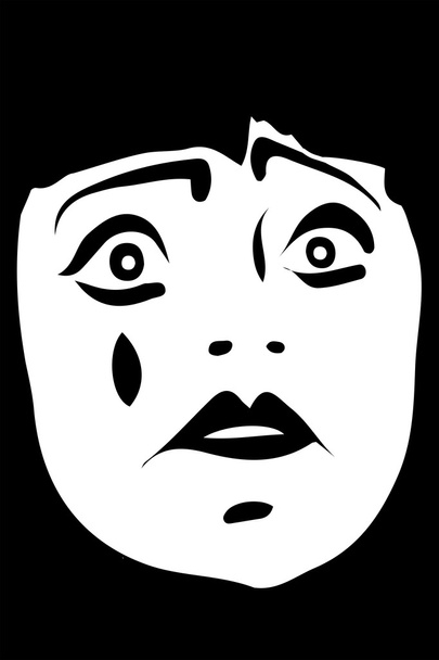 грустный белый клоун
 - Вектор,изображение