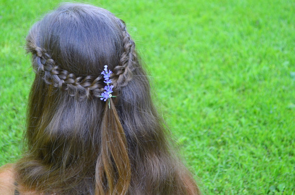 Dívka s dlouhou pletenou vlasy - Fotografie, Obrázek