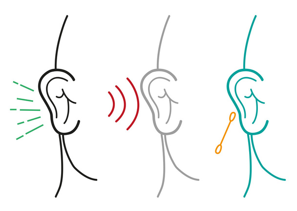 Набор "Человеческое ухо" в стиле Outline Art. Стол Clip Art
. - Вектор,изображение