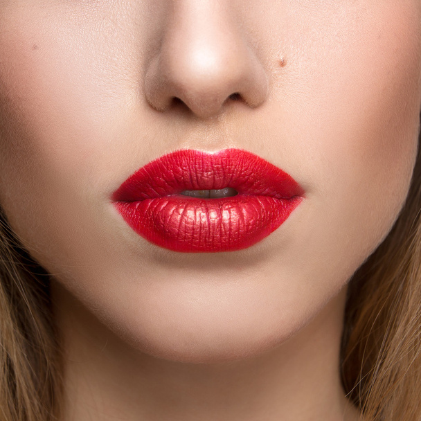 closeup of woman lips - Zdjęcie, obraz