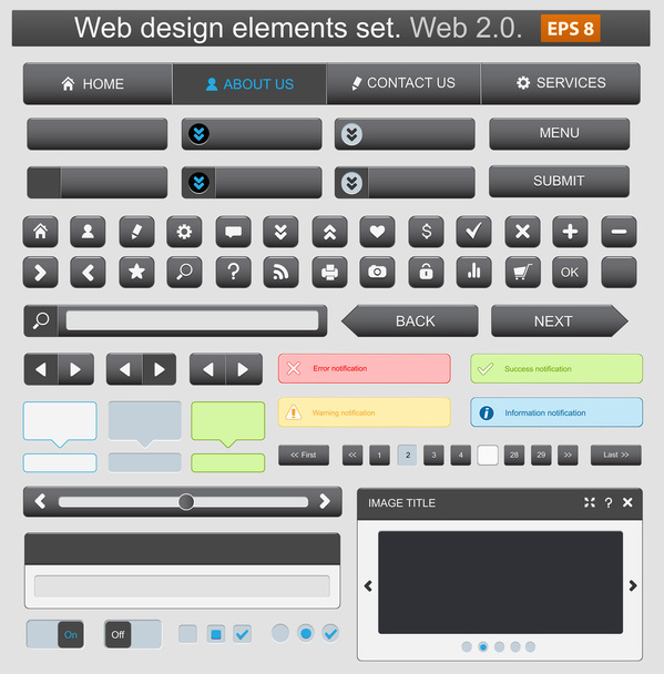 Web design elemets set black - Вектор,изображение