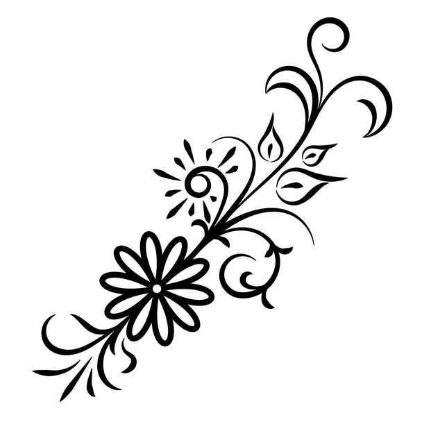 Doodle black handdrawn flower ornament - Vektor, obrázek