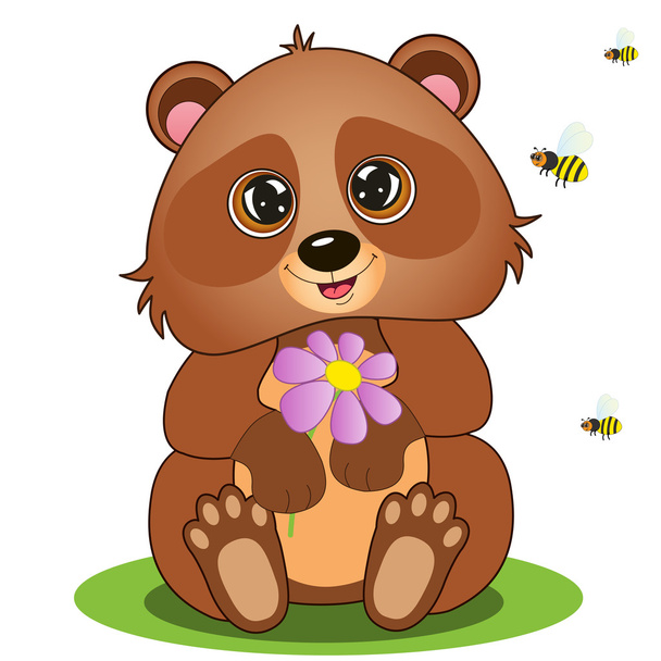 bear and a bee,vector illustration - Vector, Image