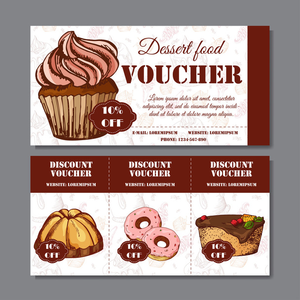 Design certificate for your company. Voucher template for food business. Vector dessert illustration - Vector, Image