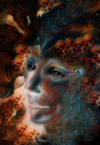 Niebieski bajki mężczyzna portret twarz z delikatne struktury streszczenie - Zdjęcie, obraz