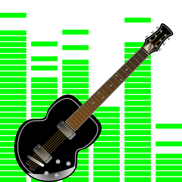 Электронная гитара на фоне эквалайзера
 - Вектор,изображение