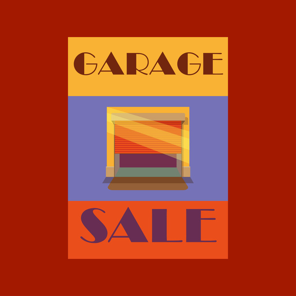 Garage or Yard Sale with signs, box and household items. Vintage printable poster or banner template. - Vektor, obrázek