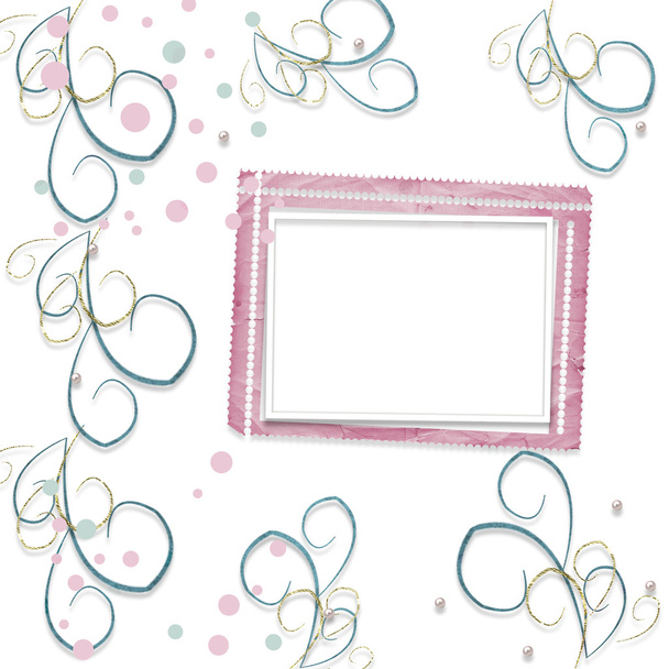 Old vintage paper frame with curls for holiday invitations - Photo, image