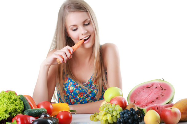 picture of lovely woman with fruit - Photo, Image