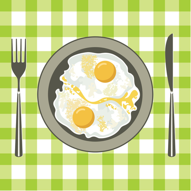 Fried eggs in a plate - Vektör, Görsel