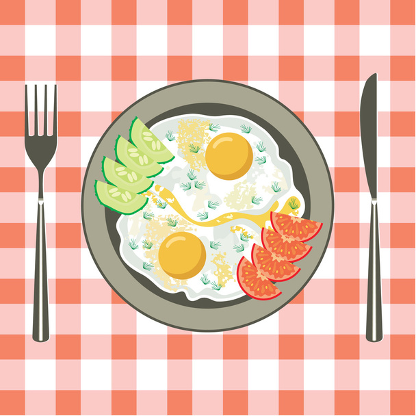 Fried eggs in a plate - Wektor, obraz
