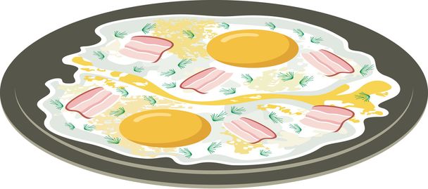 Fried eggs with bacon - Vector, imagen