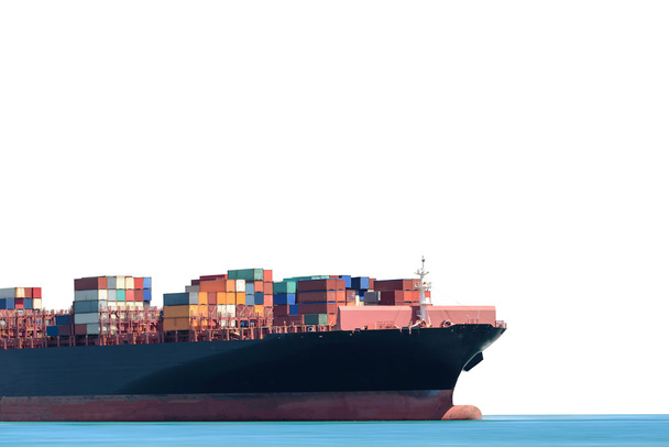Вантажні контейнеровоза ізольовані на білому тлі, вантажні перевезення, контейнеровоза, доставки, промислові судна, морські судна, логістичний імпорт експорт фону. - Фото, зображення