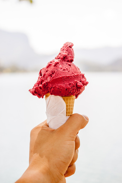 ice cream cone in the hand - Photo, Image