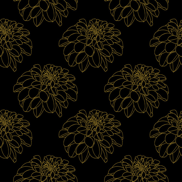 Golden peony decor seamless pattern - Vector, imagen