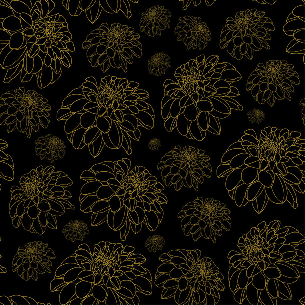 Golden peony decor seamless pattern - Vektor, Bild