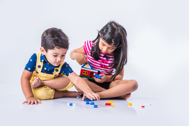 Indian kids playing with block toys - Photo, Image